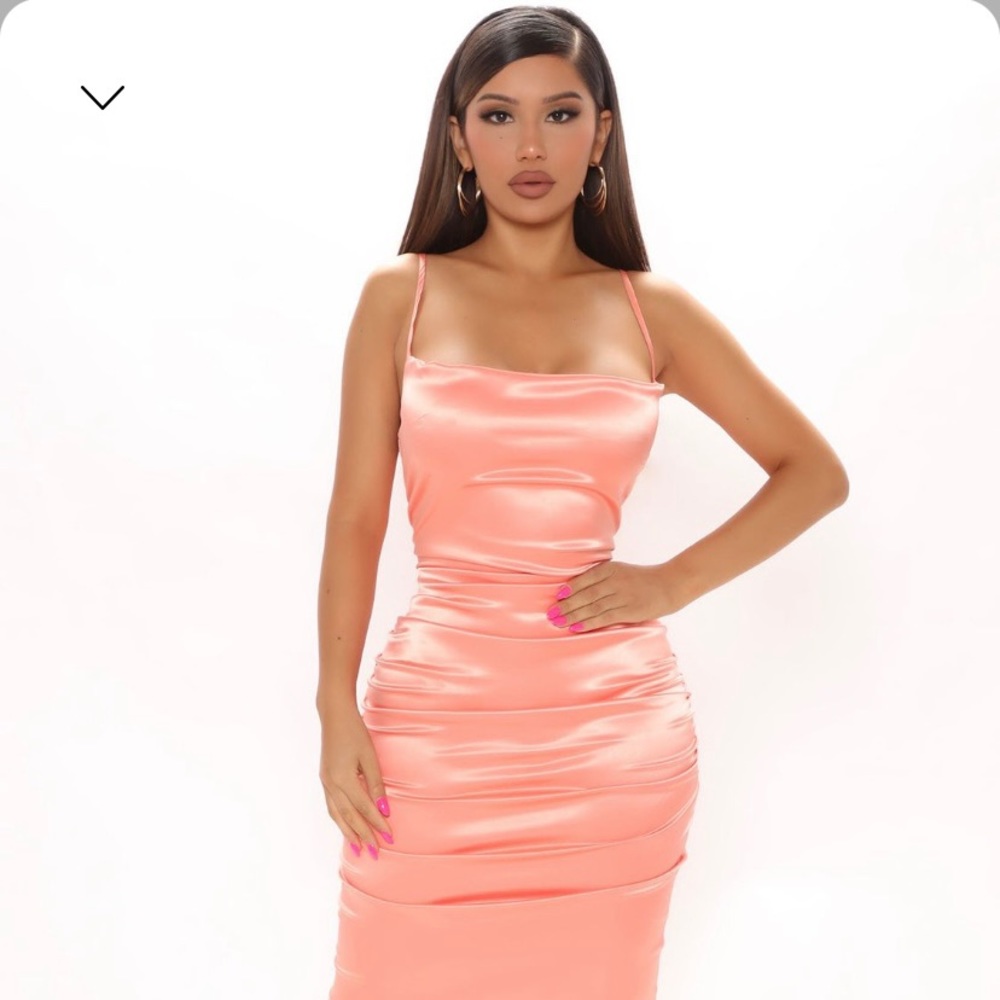 Fashion Nova Evening Glow Satin Midi Dress